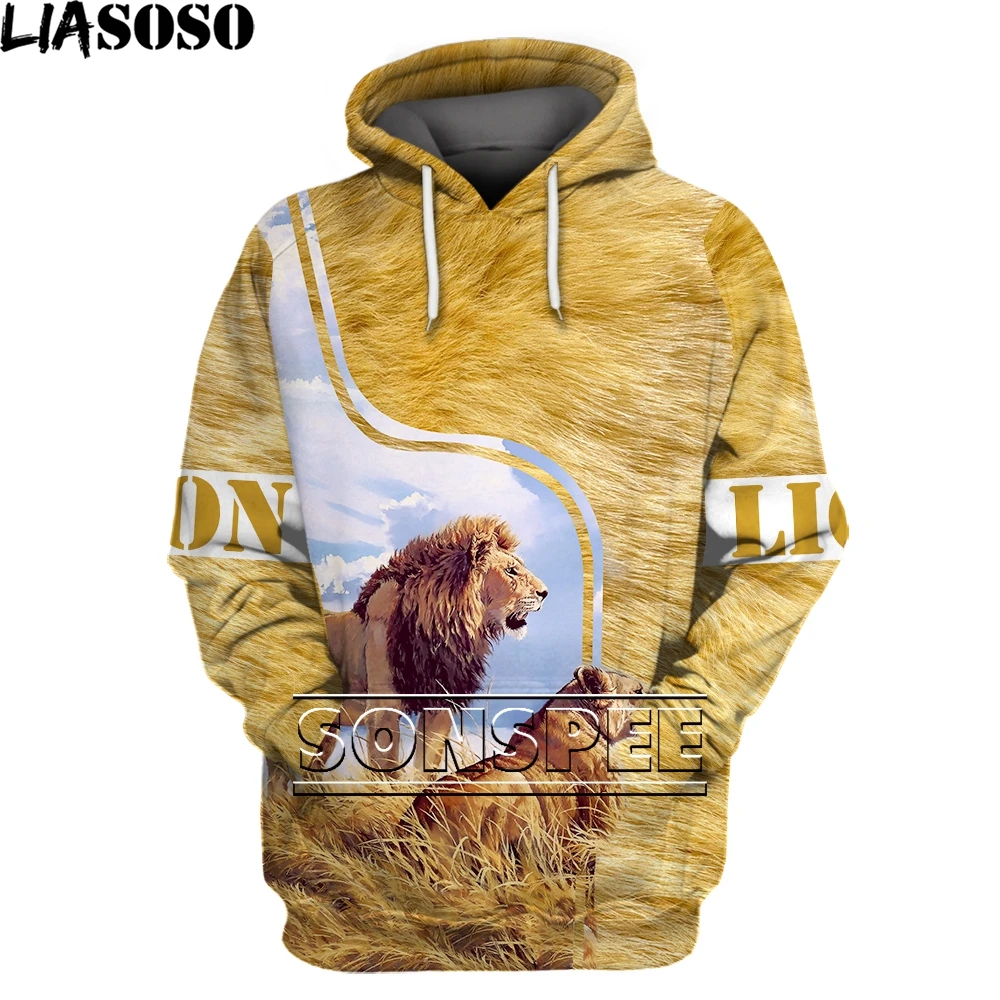 LIASOSO 2021 New  Hoodie 3D Lion Sweater Men&#39;s / Women&#39;s Hooded Autumn and Winte - £139.53 GBP