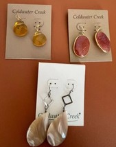 3 Pair Coldwater Creek Costume Stone Shell Dangle Teardrop Earrings Boho NEW - £11.15 GBP