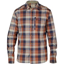 FJALLRAVEN Fjallglim Shirt Men&#39;s Autum Leaf Plaid Size Large tan/navy/rust - $74.73 CAD