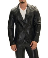 Leather Blazer Men&#39;s Coat Lambskin Jacket Button Two Soft Slim Fit Men B... - $141.00+