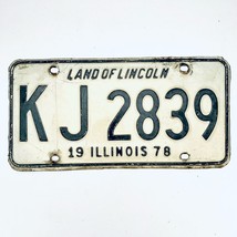 1978 United States Illinois Land of Lincoln Passenger License Plate KJ 2839 - £10.62 GBP