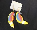 HAND CARVED WOODEN PARROT yellow Earrings  MADE IN THE PHILIPPINES - $12.80