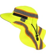 High Visibility Reflective Safety Work Neck Flap Boonie YELLOW Hat Bucke... - £13.69 GBP