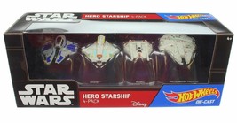 Star Wars - 4 Pack Set of Die-Cast Hero Starships by Hot Wheels - $636.73 MXN