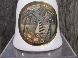 VTG Hawaii 24k Chokin Art Porcelain Souvenir Bell Sailboat Birds Palm Trees 5&quot; - £18.19 GBP