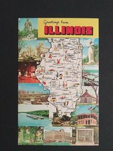 Illinois IL State Map Large Letter Greetings Dexter Press c1960s UNP Postcard (a - £3.91 GBP