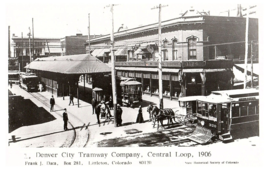 RPPC Postcard Little Co Denver City Tramway Co Train &amp; Depot Central Loop 1906 - £6.79 GBP