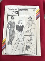 Vtg Stretch &amp; Sew Pattern 742 Sport Pants Collection Hip Sz 30&quot;-46&quot; Uncu... - $4.94