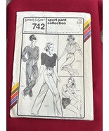 Vtg Stretch &amp; Sew Pattern 742 Sport Pants Collection Hip Sz 30&quot;-46&quot; Uncu... - €4,23 EUR