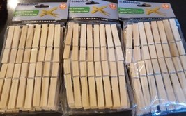 Wooden Clothespins with Metal Springs Includes Lot of 3 Packs 96 Pins Total - £18.64 GBP