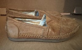 Womens Brown Faux Leather BOBS by Skechers Slip On Memory Foam Shoes Size 5 - $19.99