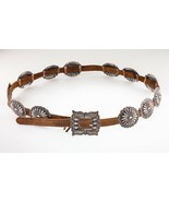 Unsigned Silver Concho Belt With / 12 Silver Sunburst Elements Beautiful... - $20,255.32 MXN