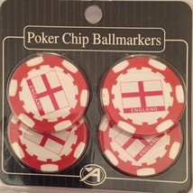 A PACK OF 4 POKER CHIP GOLF BALL MARKERS. AUSTRALIA, ENGLAND, JAPAN OR S... - £5.99 GBP