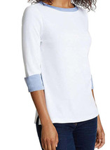 Nautica Womens 3/4 Cuffed Sleeve Chambray Casual Top Color White Size L - £31.31 GBP