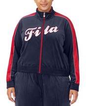 MSRP $70 Fila Plus Size Valery Logo Zip-Front Velour Jacket Navy Size 4X - $22.81