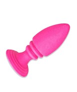NEW  - 3.5&quot; Ribbed Pink Anal Plug Silicone - £3.11 GBP