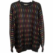 Alan Stuart Vintage 90s Coogi Inspired Black Ribbon Pattern Sweater - £35.87 GBP