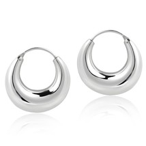 18mm Shiny Round Circle Hoop .925 Silver Earrings - £13.63 GBP