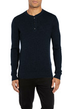 Hugo Boss Mens Open Blue Erbi Slim Fit Ribbed Henley Sweater, Small S 30... - $97.97
