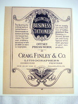 1924 Ad Craig, Finley &amp; Co. Lithographers Philadelphia - $7.99