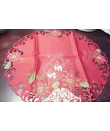 Christmas doily, Red, candles and bells, round 24&quot;,  NEW [d1] - €15,19 EUR