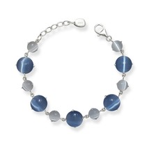 Sterling Silver Light and Dark Blue Cat’s Eye Bracelet - £168.58 GBP