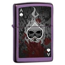 Zippo Lighter - Ace of Death w/Skull Purple Abyss - 852205 - £29.39 GBP