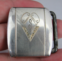 antique STERLING SILVER belt buckle ENGRAVED ladies CB MFG CINCI OH mono... - £37.27 GBP