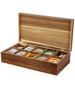 MegaChef Acacia Wood 14.25 x 7.5 Inch 10 Compartment Tea Box - $71.58