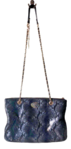 DKNY Purse Crossbody Evening Bag Black Vegan Snake Snakeskin Animal Prin... - $29.19