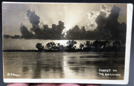 1904-1918 RPPC AZO Ruhyon Sunset on the Rio Grande River Photo Postcard Texas TX - £11.00 GBP