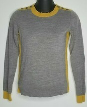 Banana Republic Womens Colorblock Yellow Gray Wool Sweater Shirt S Long Sleeve - £15.17 GBP