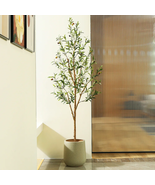 6&#39; Silk Leaf Artificial Olive Tree Home Decor Indoor Potted Fake Faux Plant - £67.35 GBP