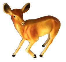 Vintage Standing Doe Deer Figure Hong Kong Hard Plastic Toy 6&quot; Tall 6.75... - $11.86