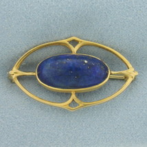 Vintage Lapis Lazuli Pin Brooch in 10k Yellow Gold - £323.73 GBP