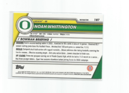 Noah Whittington (Oregon) 2023 Bowman U Chrome 1ST Bowman Refractor Card #187 - £5.35 GBP