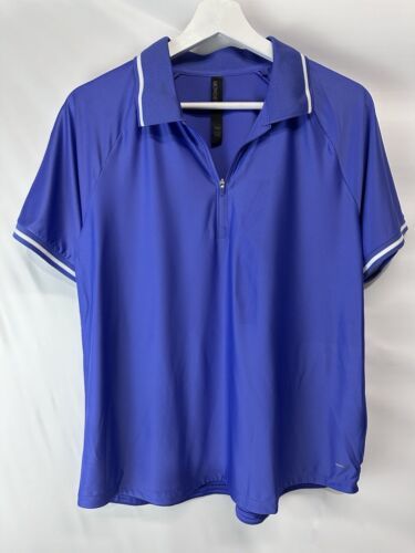 Mondetta 1/4 Zip  Short Sleeve Women&#39;s Athletic Polo Shirt Purple &amp; White L - $14.82