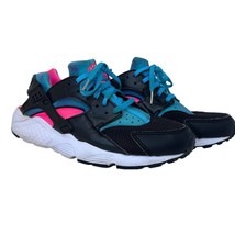 NIKE Huarache Run Pink Black Teal Youth Size 7 654280-005 Athletic Sneaker - $22.77