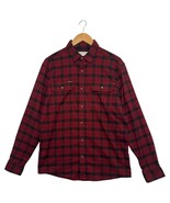 Poncho Shirt Mens Medium Red Plaid Flannel Slim Fit Magnetic Pockets Casual - $69.29