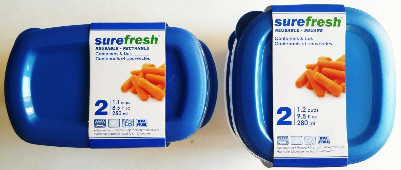 Surefresh Reusable Single Portion Containers BPA Free Plastic 8.5-9.5 Oz, 2/Pk,  - $3.49