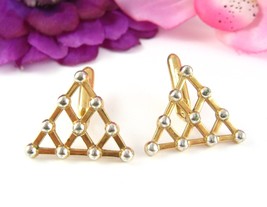 Swank Triangle Cufflinks Vintage Goldtone Silvertone Open Knobs Cuff Links 3/4&quot; - £16.61 GBP