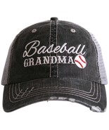 Baseball Grandma Embroidered Black Distressed Trucker Hat - $24.75