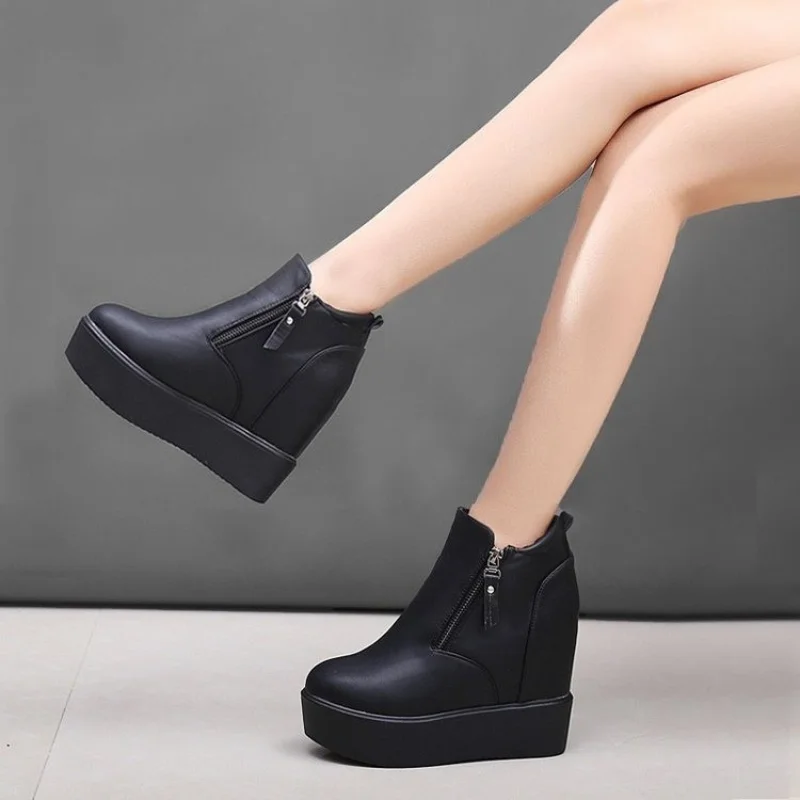 Autumn  thick-soled inner heightening ankle boots women super high heel non-slip - £253.24 GBP