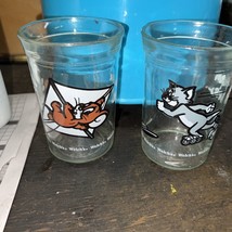 Lot Of 2 Vintage Welch&#39;s Tom and Jerry Jelly Jars Juice Glass Cups 1990 - £8.77 GBP
