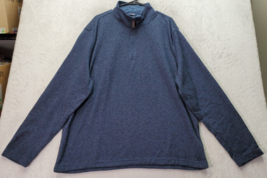IZOD Sweater Mens Size 2XL Blue Knit Polyester Long Sleeve Quarter Zip Pullover - £18.36 GBP