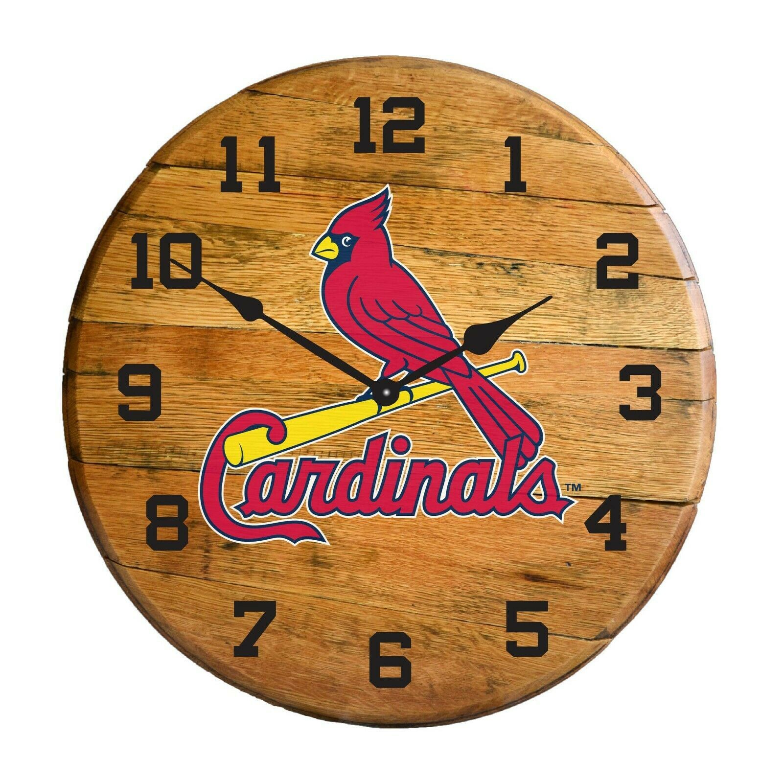 ST. LOUIS CARDINALS AUTHENTIC OAK BARREL 21" CLOCK - £218.55 GBP