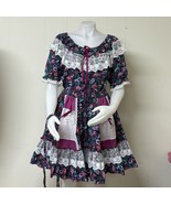 Vtg Square Dance Outfit Womens M Skirt Blouse Pink Floral Patchwork Ruff... - $1,071.18 MXN