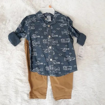 CARTER&#39;S BABY 2pc Button Shirt &amp; Pants, &quot;BABY BOY&quot; (Size 12M) ~ NEW WITH... - $224.85 MXN