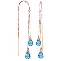 2.5 Carat 14K Rose Gold Threaded Dangles Gemstone Earrings Blue Topaz Jewelry - £178.33 GBP