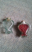 2 Set Pair Heart Shape Cork Stopper Bottles Glass - £10.21 GBP